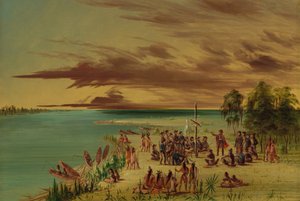 La Salle si nárokuje Louisianu pro Francii. 9. dubna 1682, 18471848. od George Catlin