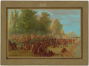 La Salle vztyčuje kříž a zabírá zemi. 25. března 1682 od George Catlin