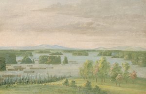 Lac du Cygne (Labutí jezero), poblíž Coteau des Prairies od George Catlin