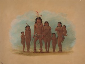 Náčelník Lengua, jeho dvě manželky a čtyři děti, 18541869. od George Catlin