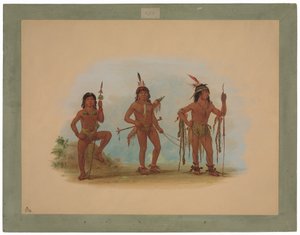Lengua Medicine Man se dvěma válečníky od George Catlin