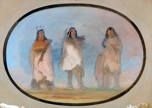 Malý medvěd, Strmý vítr, Pes, Tři význační bojovníci z kmene Siouxů, ca. 1865-1871. od George Catlin