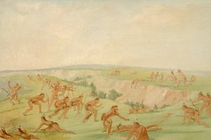 Mandan útočí na stranu Arikary, 1832-1833. od George Catlin