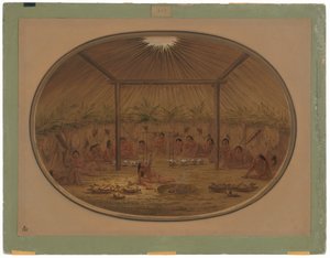 Mandanský obřad - Voda klesá od George Catlin
