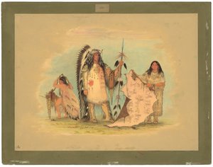 Mandanský válečný náčelník se svou oblíbenou manželkou od George Catlin