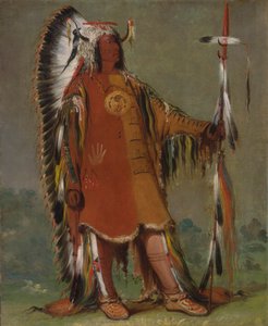 Máh-to-tóh-pa, Čtyři medvědi, druhý náčelník, v plném oděvu od George Catlin