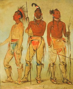 Mun-ne-pús-kee, Ten, kdo se nebojí, Ko-ha-túnk-a, Velká vrána a Nah-cóm-ee-shee..., 1834. od George Catlin
