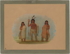 Ottawský náčelník, jeho žena a válečník od George Catlin