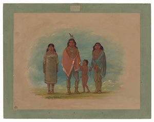 Patagonský náčelník, jeho bratr a dcera od George Catlin