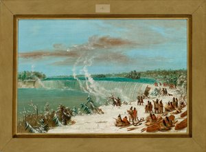 Portage kolem vodopádů Niagara u Table Rock od George Catlin