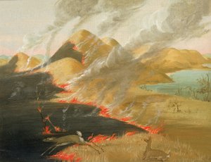 Prairie Bluffs Burning od George Catlin
