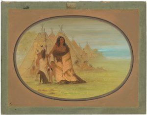Náčelník Puncah obklopený svou rodinou od George Catlin
