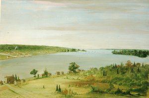 Sault Ste. Marie, Ukazuje posádku Spojených států v dálce, 1836-1837. od George Catlin