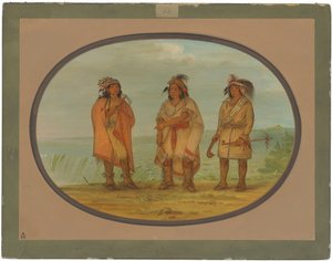 Náčelník kmene Seneků, Red Jacket, se dvěma válečníky od George Catlin