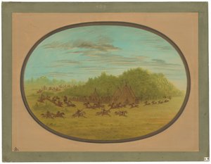 Falešný boj Camanchees od George Catlin