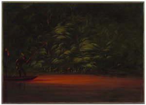 Lov kopím při světle pochodní na Amazonce od George Catlin