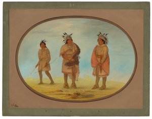 Dva Weeah Warriors a žena od George Catlin