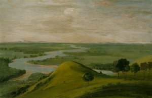 Pohled na soutok Červené řeky a řeky Washita v Texasu od George Catlin
