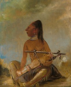 Žena a dítě, ukazující, jak se dětem zplošťují hlavy od George Catlin