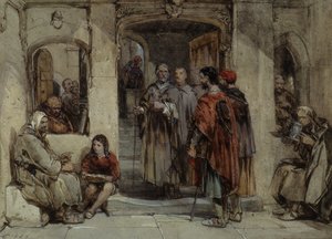Scéna z klášterního života, 1850 (čb na papíře) od George Cattermole