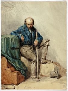 Plešatý muž sedící na věcech (recto); dáma ve žlutých šatech (verso) od George Cattermole
