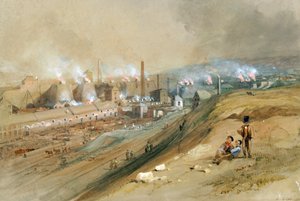 Železárny Dowlais (akvarel na papíře) od George Childs