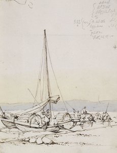 Tanka Boats na pobřeží, od George Chinnery