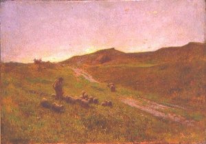Večer na vřesovišti (olej na plátně) od George Clausen