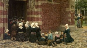 Vysoká mše v rybářské vesnici na Zuyder Zee, Holandsko, 1876