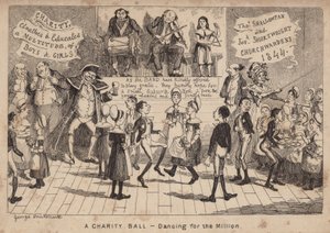 Charitativní ples - tanec za milion; kreslený film od George Cruikshank
