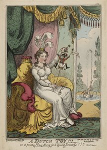 Holandská hračka!!! aneb A Pretty Play-thing for a Young Princess!!! Huzza, březen 1814, publikováno 20. června od George Cruikshank