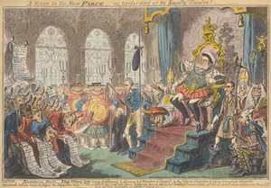 Scéna v nové frašce – v podání Královského divadla! od George Cruikshank