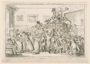 Scéna v londýnském muzeu Piccadilly od George Cruikshank