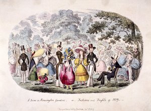 „Scéna v Kensington Gardens – aneb – móda a strach z roku 1829“ od George Cruikshank