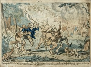 All Among the Hottentots Capering Ashore..., vydáno 7. září 1819 od George Cruikshank