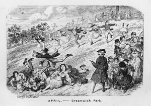 April, Greenwich Park, Londýn (rytina) od George Cruikshank