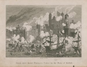 Útok vévody ze Suffolku na věž svatého Tomáše od George Cruikshank