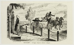 Srpen - Psi mají své dny od leptů George Cruikshanka po komiksové almanachy: 1835-1853 od George Cruikshank