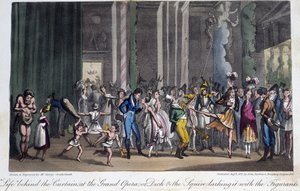 Ze zákulisí opery – v „Life in Paris“ od Davida Careyho, Londýn od George Cruikshank