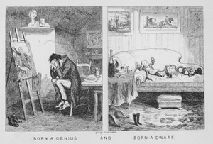 Born a Genius, and Born a Dwarf (rytina) od George Cruikshank