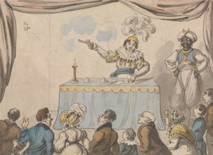 Kouzelník s pistolí a kartami od George Cruikshank
