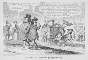 Psí dny, legislativa pro psy (rytina) od George Cruikshank