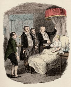 Dr. Losberne ukazuje Olivera policistům z Bow Street - Oliver na něj čekal Bow Street Runners - Ilustrace k "" Oliver Twist "" (Oliver) (Dobrodružství Olivera Twista) od Charlese Dickense (1812-1870), George Cruikshank (1792-1878). od George Cruikshank