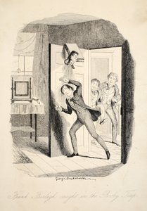 Frank Fairlegh chycený do pasti, z knihy Frank Fairlegh aneb Scény ze života soukromého žáka, vyd. cca 1870 od George Cruikshank