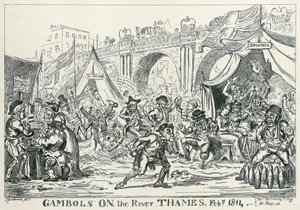 „Gamboly na řece Temži, únor 1814“, 1814 od George Cruikshank