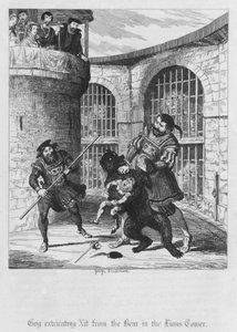 Gog vyprošťuje Xita z medvěda ve Lví věži (rytina) od George Cruikshank