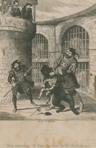 Gog vyprošťuje Xita z medvěda ve Lví věži od George Cruikshank