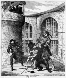 Gog vyprostil Xita z medvěda ve Lví věži, 1840 od George Cruikshank