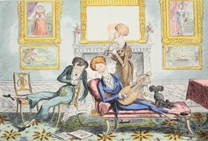 Kolibříci aneb A Dandy Trio, hospoda. 1835. od George Cruikshank