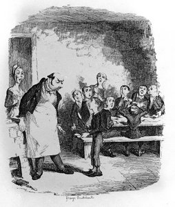Ilustrace pro „“ Oliver Twist““ (Olivier) od Charlese Dickense (1812-1870), od George Cruikshanka (1792-1878). od George Cruikshank